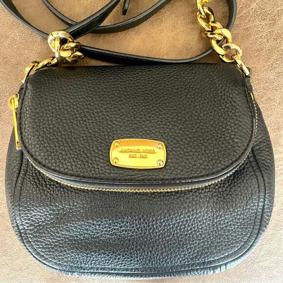 Michael Kors Black Leather Women's Crossbody Purse Bag - Picture 1 of 12